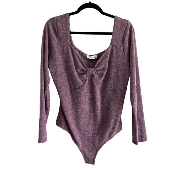 Heatherly Stitch Fix Women 2X Purple Knit Mable Front Detail Bodysuit NWT - Picture 1 of 11
